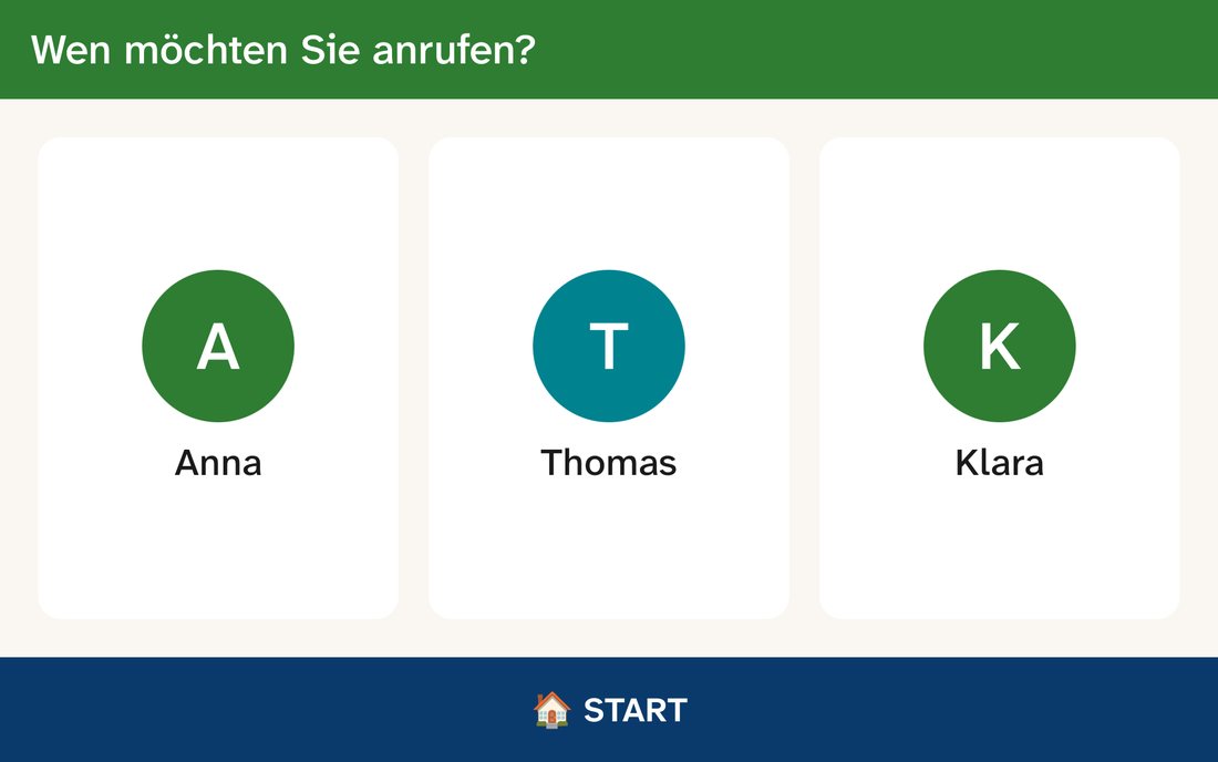 Anrufen: ein Tipp auf das Gesicht